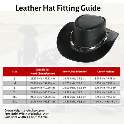 SideWinder Australian Cowboy Genuine Leather Hat Unisex Adult for Men And Women Shapeable Outback Western Style Wide Brim, Festival Unisex Outdoor Accessory, High Quality &, Stitching, Lightweight Top-Grain Genuine Leather, A