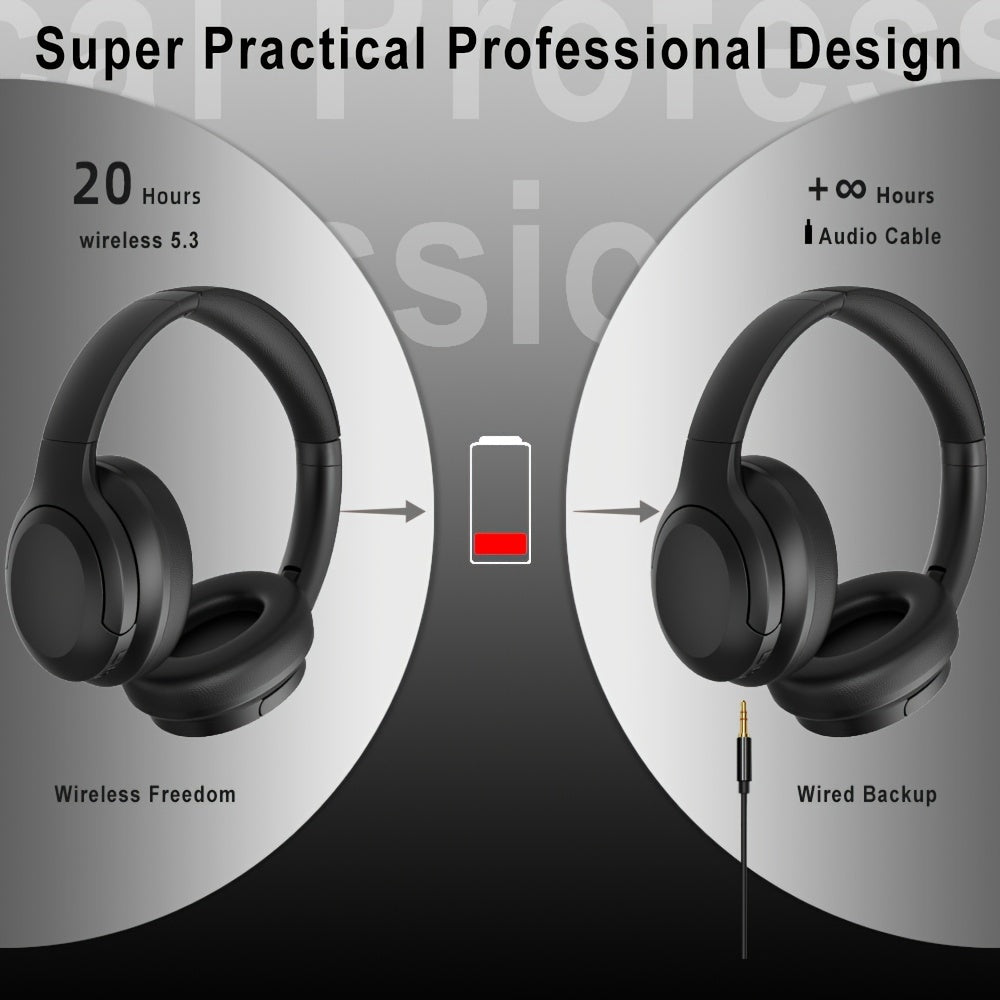 LIFEBEE Active Noise Cancelling Over-Ear Headphones - Wireless ANC Earbuds with Touch Control, Condenser Mic, Lightweight Plastic Semi-Open-Back Design, Sports & Exercise Compatible, Rechargeable Lithium Polymer Battery, Volu