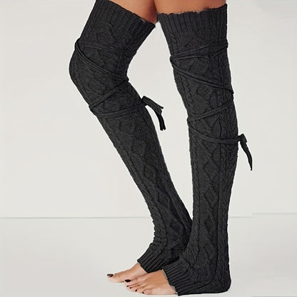 Women's Warm Over-the-Knee Knee-High Sock Covers - Solid Color Thermal Winter Socks Suitable for Cold Weather, Machine Washable, for & Casual Attire (All-Season)