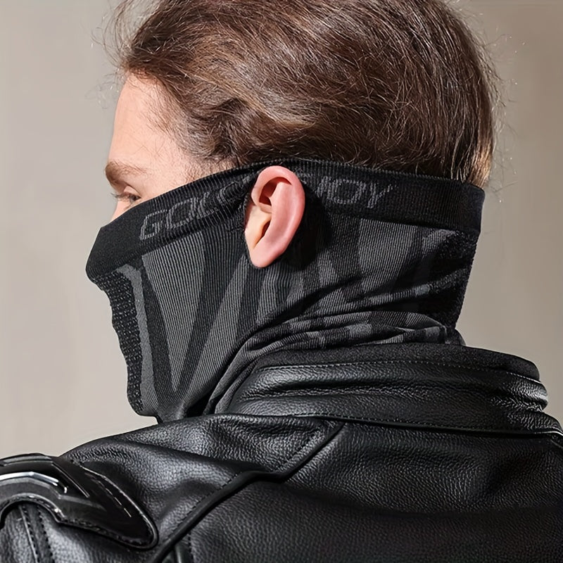 Unisex Face Mask Scarf Neck Gaiter, Breathable Elastic Soft Reusable Half-Face Mask, Black Ear-Loop Knitted Face Cover, Multi-Functional Headwear