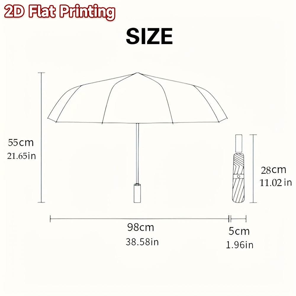 Automatic Open/Close Umbrella with Golden Lion Head Design - Elegant Black & Golden Accent Folding Umbrella, Heavy-Duty Iron Frame & 8-Rib Structure, Auto Open Close Button, Compact Travel Umbrella for Women/Men, Ideal Gift f