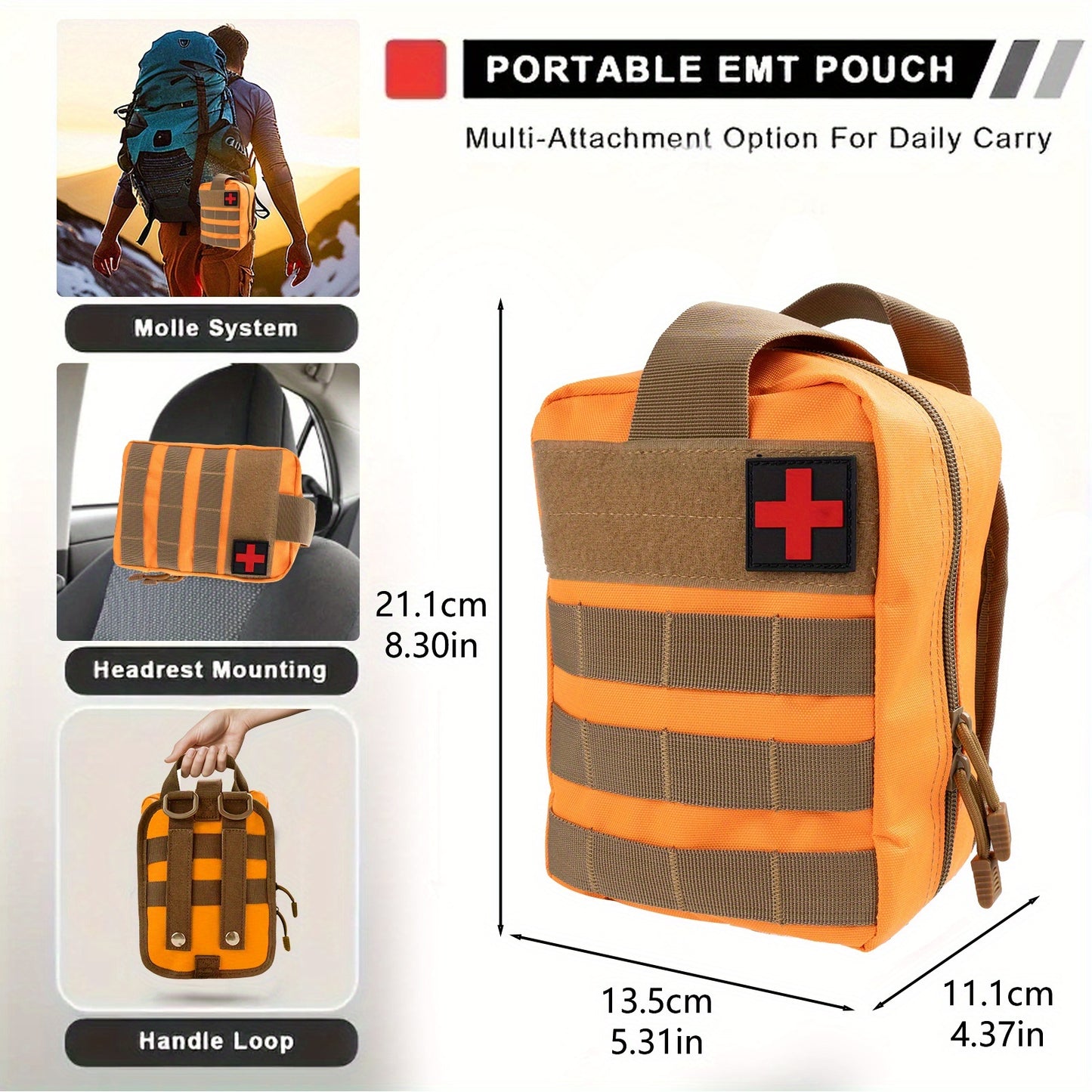 Emergency Preparedness Kit - Ultralight Portable First Aid & Medical Organizer with Essential Supplies for Hiking, Car Survival, Family Emergencies - Compact for outdoor, Travel & Crisis Readiness (No Magnesium/Firestarter)
