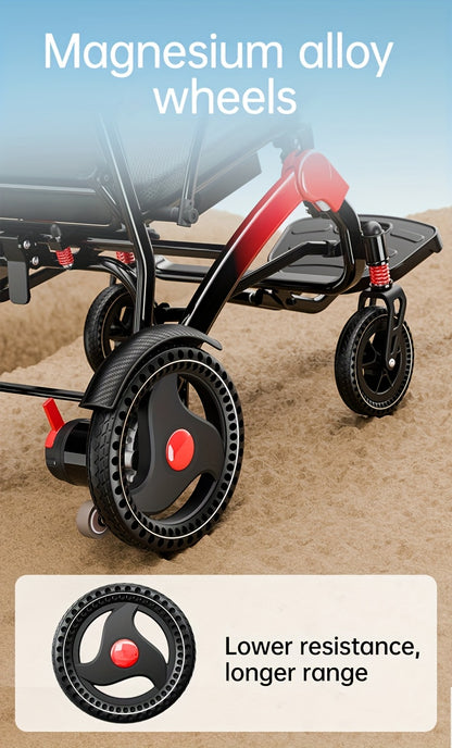 Ultra-lightweight Adult Electric Wheelchair, Only 39 Lbs, All-terrain Design, 18-mile Range, Foldable, Airline-approved Travel-ready with Long-range Battery, Perfect for Seniors And Travel.