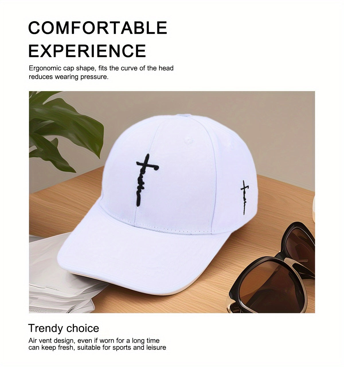 2pcs/set - Fashionable Black and White Baseball Cap, Exquisite Cross Embroidery, Breathable Acrylic Duckbill Design, Suitable for Outdoor Sports, Fashionable for Men and Women, Sports Accessories | Fashionable Headwear | Dura
