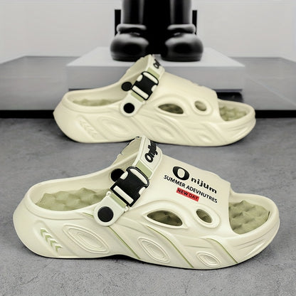 Men'S Slip-On Slippers - Lightweight Cushioned Sole, Non-Slip Backing - Soft EVA Indoor/Outdoor House Shoes for Home, Gym, Beach, Camping - Slip-Resistant Grip - All-Day Comfort - Unisex-like Design for Men & Women - Black/Or
