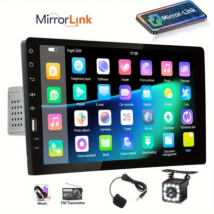 Single 1 Din 9-Inch Car MP5 Player Car Stereo Radio 2.5D HD 1080P Touch Screen Autoradio Support Mirror Link FM AUX Function with External Microphone+Rear View Camera Car