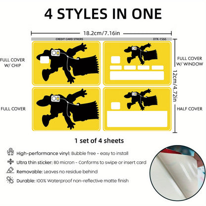 4-Pack PVC Credit Card Skins, Simple Style, Waterproof, Anti-Scratch, Anti-Fingerprint, Removable Self-Adhesive Decorative Stickers for Credit, Debit, and Transit Cards
