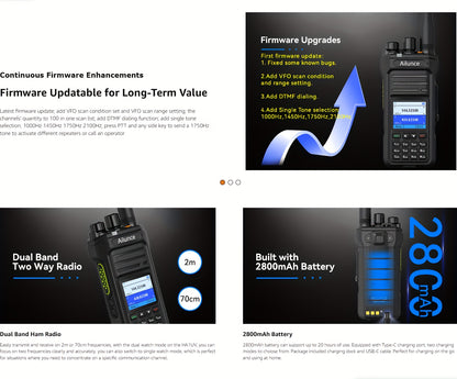 Retevis Ailunce HA1UV Dual Band Handheld Ham Radio - Long Range Two-Way Walkie Talkie with NOAA Weather Alert, Emergency Alarm/SOS, 2800mAh USB-C Power, VFO & 256 Channels U/V Bands for Hurricane, Wildfire, Search & Rescue
