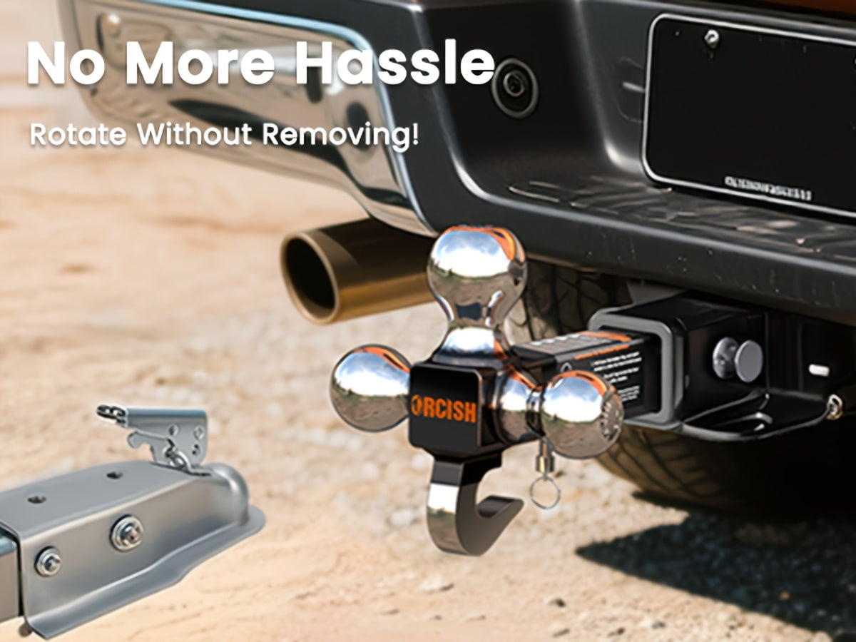 Trailer Hitch Tri-Ball Mount with Hook & Pin, Hitch Ball Size 1-7/8", 2" And 2-5/16", Fit 2 Inch Hitch Receiver, Max GTW 10, 000 LBS, Fit 2 Inch Hitch Receiver, Tow Hitch for RVs, SUVs, ATVs, And Trucks