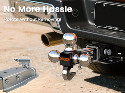 Trailer Hitch Tri-Ball Mount with Hook & Pin, Hitch Ball Size 1-7/8", 2" And 2-5/16", Fit 2 Inch Hitch Receiver, Max GTW 10, 000 LBS, Fit 2 Inch Hitch Receiver, Tow Hitch for RVs, SUVs, ATVs, And Trucks