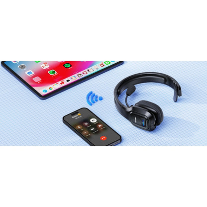 TECKNET Trucker Wireless Headphones with Microphone Noise Canceling Wireless On Ear Headset, Hands Free Wireless Headset for Cell Phone Computer Office Home Call Center skype (Black), Office Headphones, Call Center Equipment,