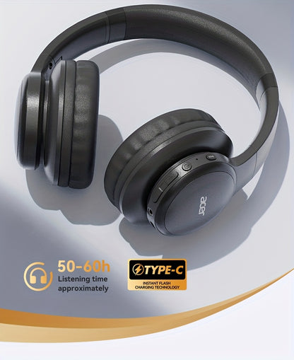 [Hi-Fi Acer Headphones] Acer OHR559 Over-Ear Headphones | Hi-Fi Heavy Bass, 60h Ultra-Long Battery Life, Wireless & Wired Dual Mode, Low-Latency Gaming, Extra-Large Diaphragm, Comfortable Fit