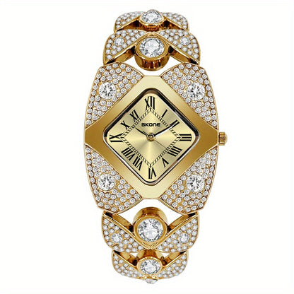 Women'S Elegant Watch - Roman Numeral Dial, Stainless Steel Band, Mechanical Movement, Non, Ideal for Business, Couples, Back-to-School, Christmas Gift, Without Battery