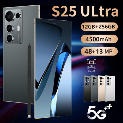 S25 Ultra New Android Smartphone 5G Unlocked Version, 6.8-inch HD Display / 4500mAh Long-Lasting Battery / Built-in Stylus Pen / Front and Rear HD Cameras / Dual SIM Dual Standby / Accessory Bundle: Headphones, Phone Case, Da