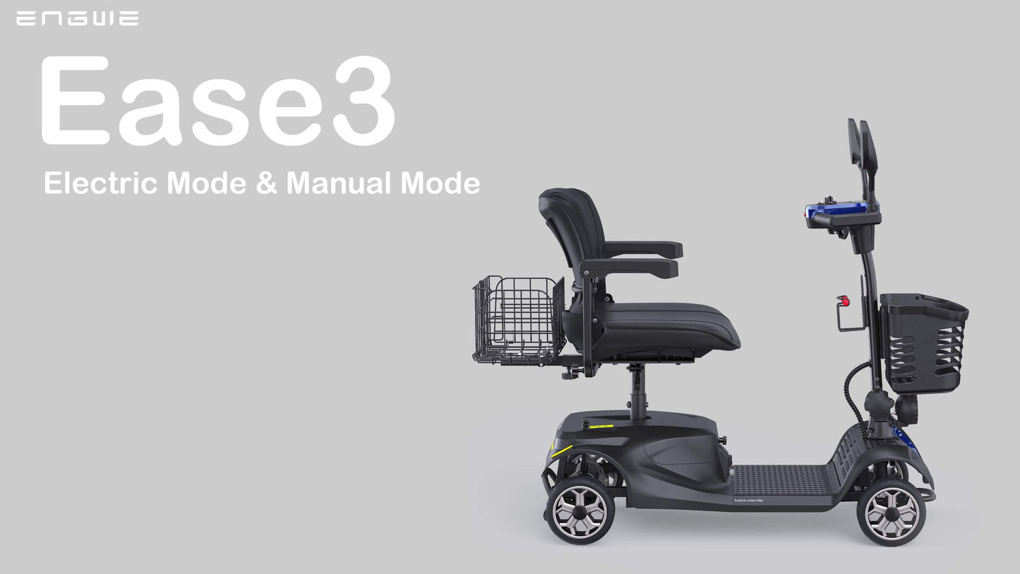 New 4-Wheel Mobility Scooter, 250W Motor, 5.6MPH Speed, 24V 12AH Battery, Solid 8"x3" Tires, Rearview Mirrors, Dual Baskets, Foldable & Adjustable Design, Easy To Control, Ideal For Daily Use And Outdoor Adventures, Blue
