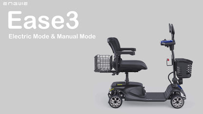New 4-Wheel Mobility Scooter, 250W Motor, 5.6MPH Speed, 24V 12AH Battery, Solid 8"x3" Tires, Rearview Mirrors, Dual Baskets, Foldable & Adjustable Design, Easy To Control, Ideal For Daily Use And Outdoor Adventures, Blue