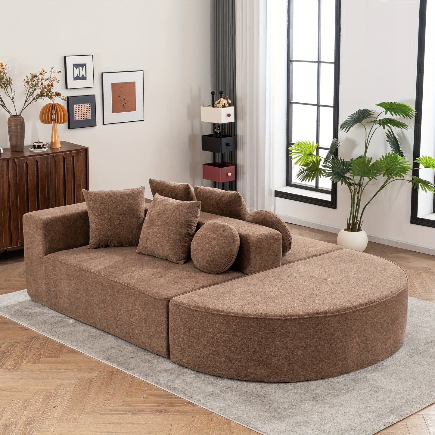 Modular Foam Sofa - No Assembly Required, Easy to Move, Modern Fabric Sofa with No Frame, Deep-Seated Design, Plush Cushions, Memory Foam Filling