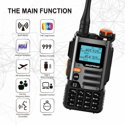 1/2 Packs Baofeng UV-K6 Walkie Talkie Air Band Radio TYPE-C K6 Charge 2600mAh UHF VHF DTMF FM NOAA Wireless Frequency Two Way Radio