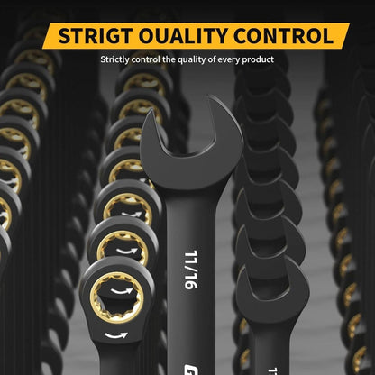 23pcs SAE Metric & Standard Ratcheting Wrench Set with Organizer Box - 1/4" to 3/4" Drive, Electrophoretic Coating, Open End Wrenches for Mechanics, Automotive Repair Tools, Mechanic Tool Set|Ratcheting Wrenches|Durable Const