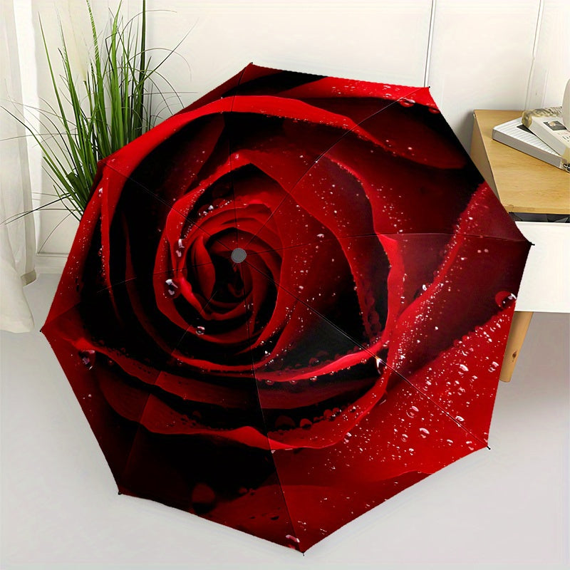 Red Rose Style automatic automatic automatic umbrella sun protection folding umbrella parasol portable travel decoration fashion umbrella holiday gift