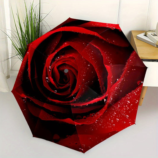 Red Rose Style automatic automatic automatic umbrella sun protection folding umbrella parasol portable travel decoration fashion umbrella holiday gift