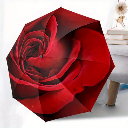 Red Rose (2) umbrella 8 frames automatic umbrella suitable for travel and daily use Christmas Halloween gift choice