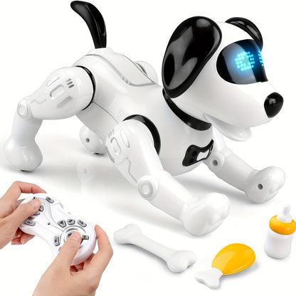 1pc Interactive RC Robot Dog Toy with Remote Control, Programmable Stunt Robot Dog, Infrared Sensor, USB-Rechargeable, LED Eyes & Sound, for Indoor/Outdoor Play, Birthday Party, Home Decoration - Ideal Gift for Adults & Famil