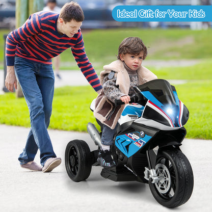 COSTWAY 12V Powered Electric Motorcycle, Kids 3 Wheel Ride-On Motorcycle Trike W/ Built-in, 2-Speed Rechargeable Electric Motorbike For Kids, Blue