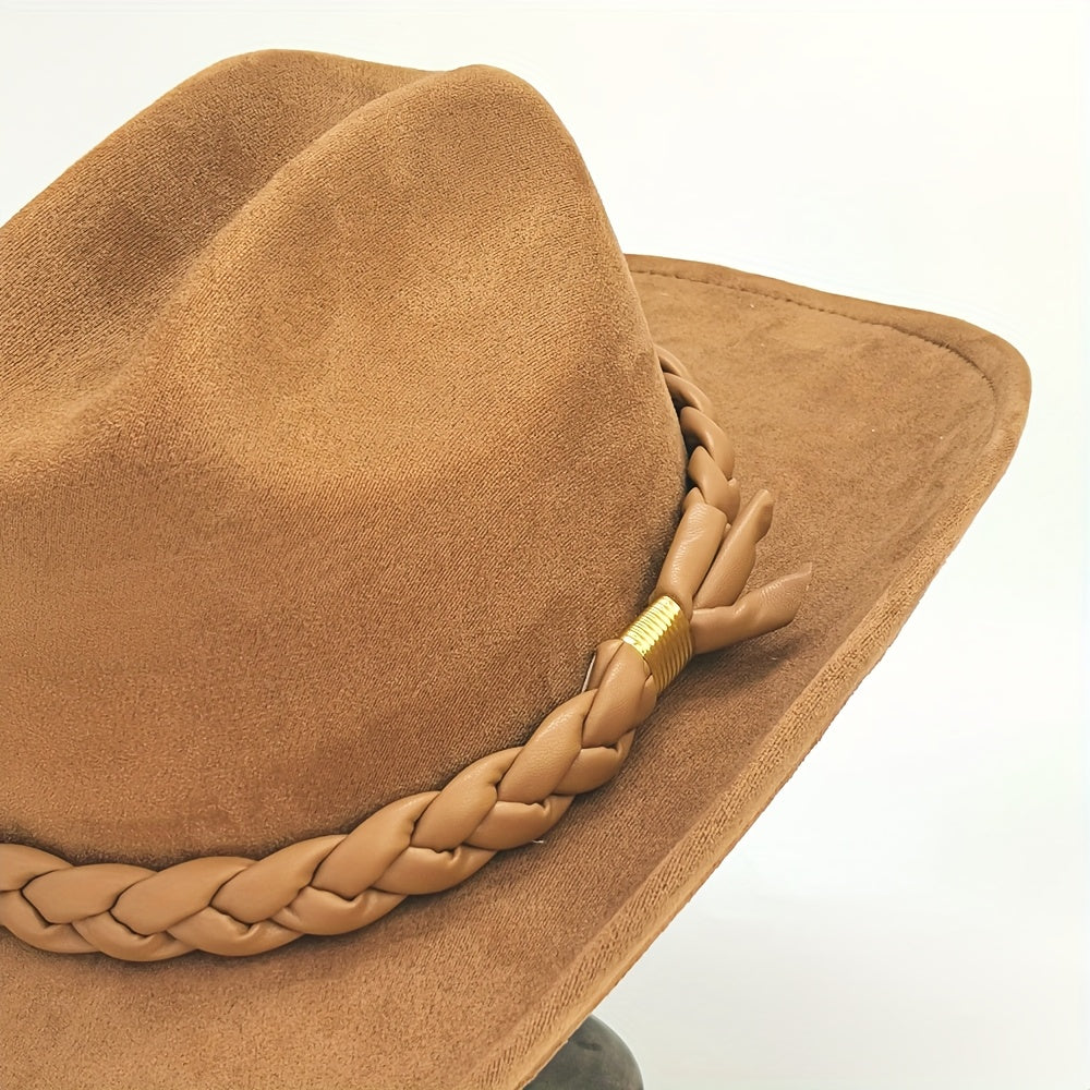 Handcrafted 3-Strand Braided Rope Cowboy Hat - Wide Brim Lightweight Western, Brown All-Season Outdoor Hat for Hiking, Horseback Riding, Durable Rope - Unisex for men & Women (Style 3-Strand)