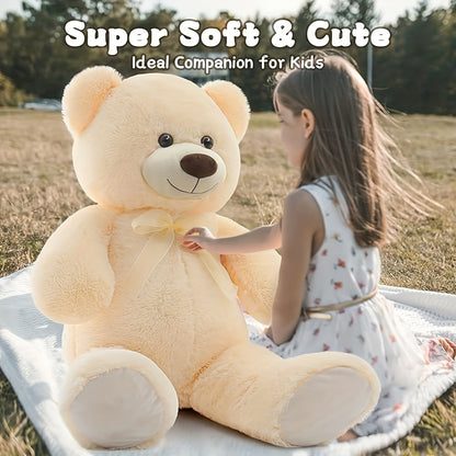 MorisMos Giant Teddy Bear Stuffed Animal 3 Ft, 36 In Large Teddy Bear For Shower Decor, Soft Big Stuffed Animal Plush Toy For Kid Birthday Christmas Girlfriend Valentines Gift, Beige/Cream