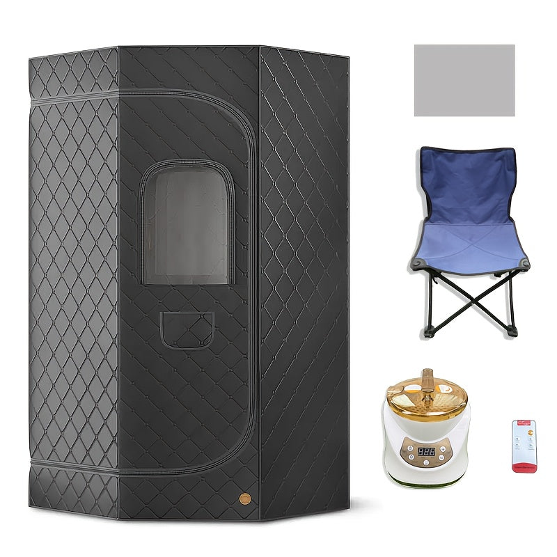 Home Portable Full Body Sweat Box Sauna Room Pentagonal Sauna Tent Gym With 1500W 3L Steam Pot Remote Control Chair