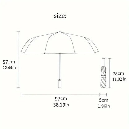 Automatic Folding Umbrella with 8-Rib Windproof Design - Heavy-Duty Automatic Open/Close, Compact Travel Umbrella with Red/Black/White/Gray/Black/Red/Black/Red/Black/Red/Black/Red/, Umbrella For Rain, Umbrella For Women, Umbr