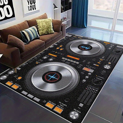 1pc DJ-Themed Mat with DJ Controller Design - Lightweight Machine-Washable Floor Mat, Non-Slip Rubber Backing & Easy-Care Fabric for Home Studio, Living Room, Bedroom, Office - Ideal Gift for Music Lovers & DJs (Modern DJ Set