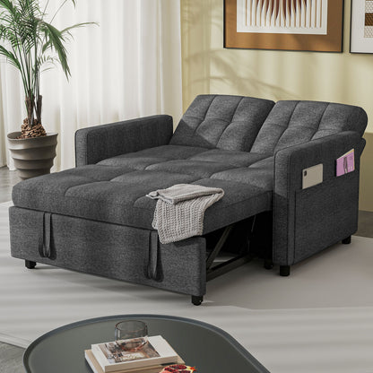 Sablyme 3-in-1 Convertible Sleeper Chair Sofa Bed, Convertible Sofa Bed with Pull- Out Bed, Adjustable Pull-Out Sleeper with Multi-Pocket Folding Design, Linen Fabric Sofa with Side Storage Pockets And Adjustable Backrest, fo