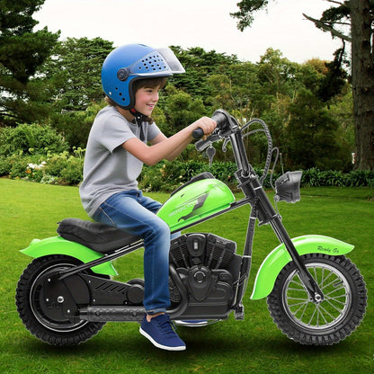 24V Electric Kids Dirt Bike, 250W Electric Motorcycle w/LED Light, Seat- Two Speed Max Up to 14MPH & 60 Minutes Continuous Motorbike Ideal Christmas Gift Birthday Gift for Boys Girls