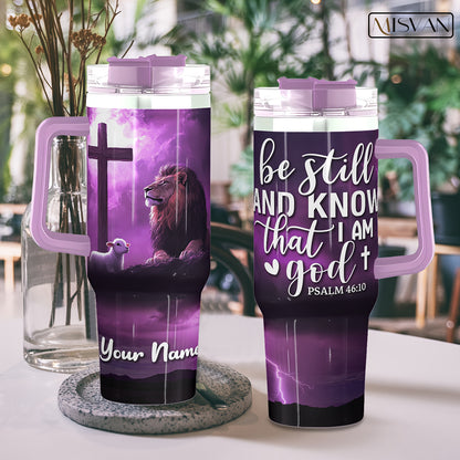 1pc MISVAN Personalized Tumbler with Lid - Custom Name Engraved 40oz Stainless Steel Insulated Water Bottle, Hot & Cold Drinkware for Outdoor Travel, Cross Print Design - Ideal Gift for Birthdays, Easter, Thanksgiving, Mother