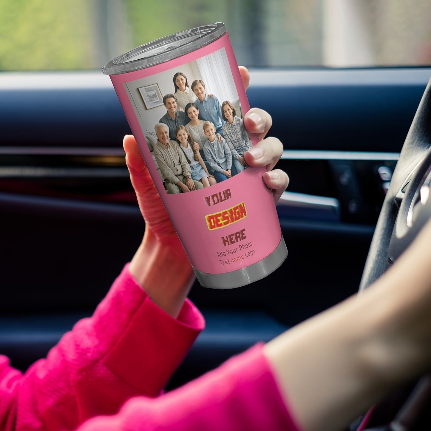 Customizable Coffee Mug Featuring a Photo, Available in 20 Oz, 30 Oz, And 40 Oz Sizes, Made of Stainless Steel with Vacuum And a Lid. an Ideal Personalized Christmas Present for Loved Ones.