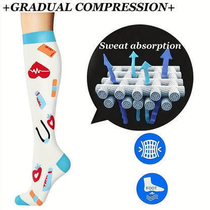 6 Pairs Compression Sports Socks, Unisex Lightweight Casual Mid-Calf Socks For Running, Cycling, Soccer, Hiking, Outdoor Activities & Travel