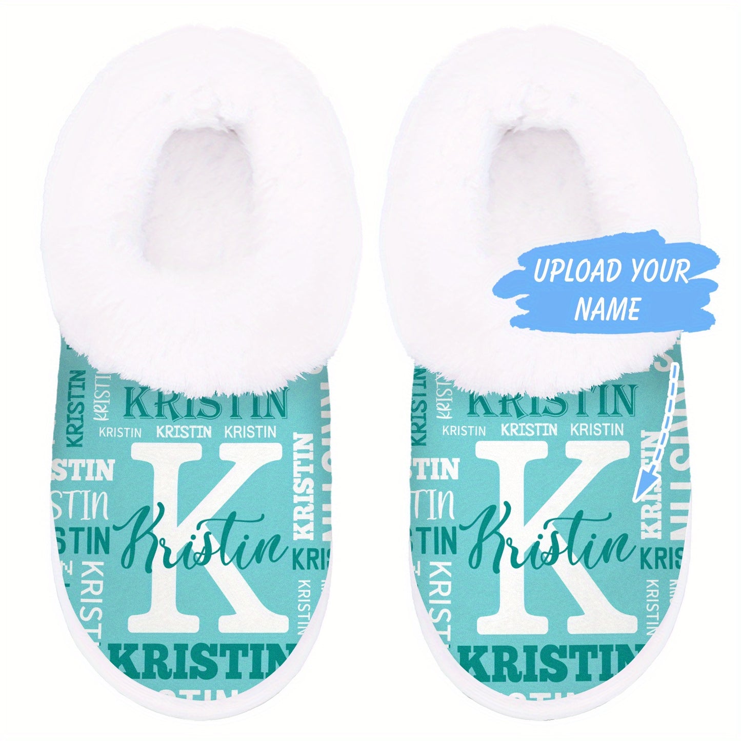 Personalized Women's Custom Name Slippers - Add Your Own Name, Non-Slip Rubber Sole, All-Season Indoor House Shoes, Machine Washable - Ideal Gift for Women (Birthday, Christmas) - Cozy Personalized Lounge Footwear, Slipon Des