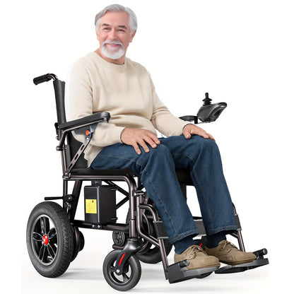 Suitable For Adults/elderly, Foldable Electric Wheelchair With Electromagnetic Braking For Stable Stop, Solid Inflatable Tires For Smooth Travel, 15 Kilometer Range, 220 Pounds Load Capacity, Preferred For Daily Travel!