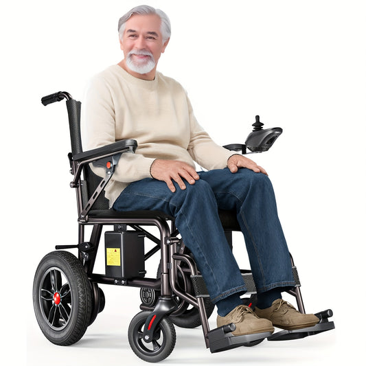 Suitable For Adults/elderly, Foldable Electric Wheelchair With Electromagnetic Braking For Stable Stop, Solid Inflatable Tires For Smooth Travel, 15 Kilometer Range, 220 Pounds Load Capacity, Preferred For Daily Travel!