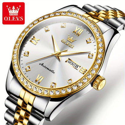 OLEVS New Casual Fashion Stainless Steel Automatic Mechanical Watches for Men Top Brand Luxury Original Business Men's Wrist Watches Classic High Quality Best Selling Men's Watches, Automatic Watches For Men, Automatic Watche