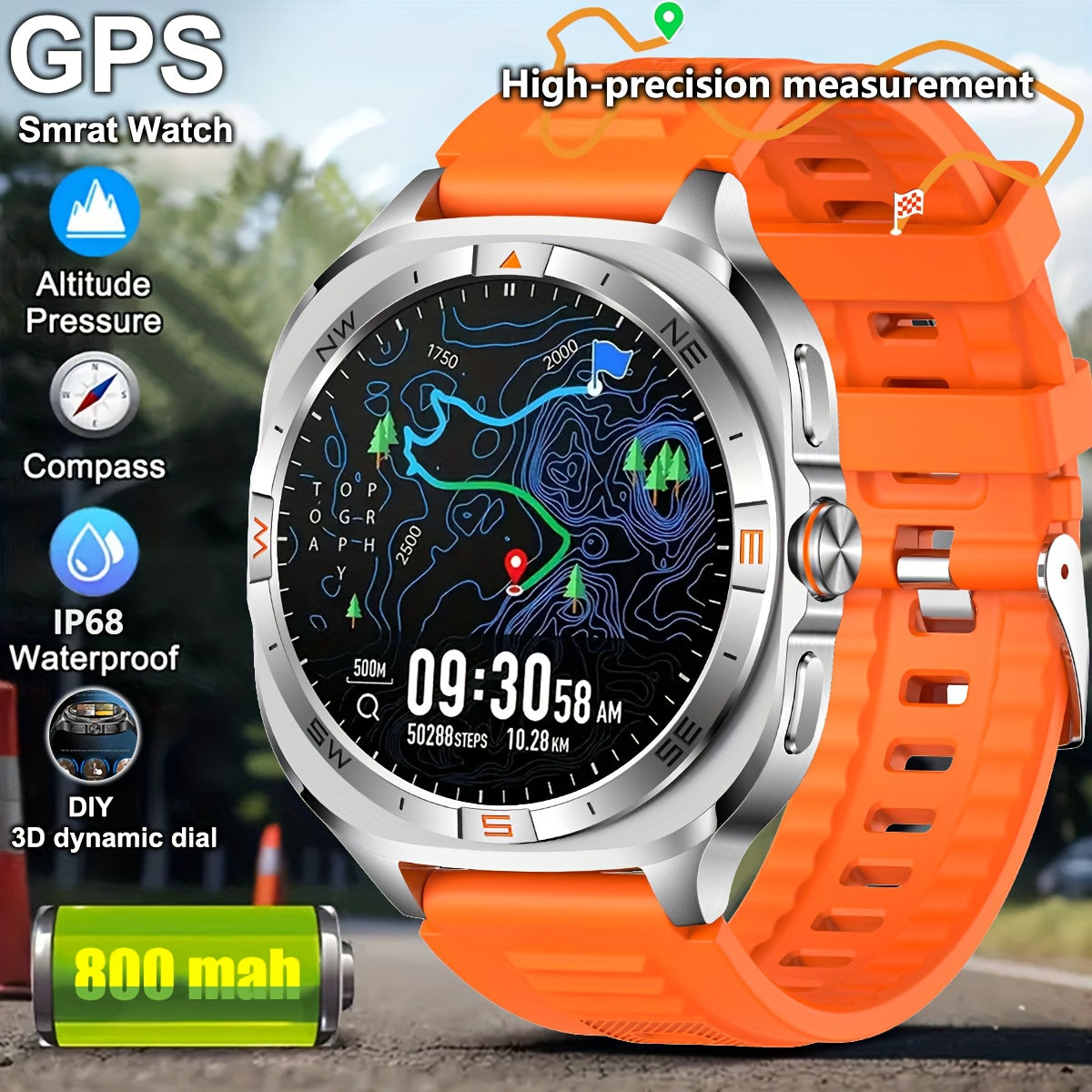 [GPS Precise Positioning Smartwatch ] 1.46-inch high-definition large screen smartwatch! Built-in GPS for precise trajectory recording during running, cycling and outdoor exploration. High Quality, wireless 5.4 calls, 800mAh