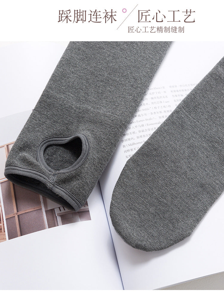 Autumn and Winter Combed Cotton High Waist Fishbone Thickened fleece-lined Leggings Women's Abdominal Hip-lifting Micro-pressure Pantyhose Winter Pantyhose