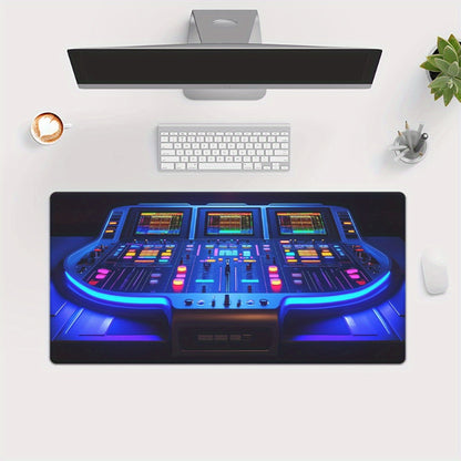 1pc DJ Equipment Blue Lighting HD Printed Mouse Pad - XXL Rubber Desk Mat for Keyboard, Gaming, Office Use - Ideal Gift for Family and Friends, Gaming Desk Mat | Futuristic Design | Durable Desk Mat, Mouse Pads for Desk