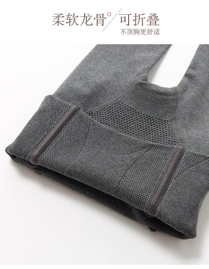 Autumn and Winter Combed Cotton High Waist Fishbone Thickened fleece-lined Leggings Women's Abdominal Hip-lifting Micro-pressure Pantyhose Winter Pantyhose