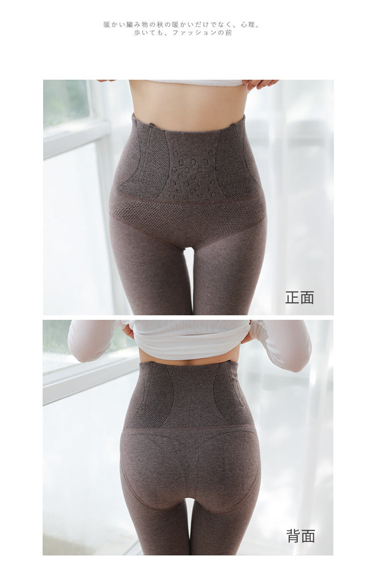 Autumn and Winter Combed Cotton High Waist Fishbone Thickened fleece-lined Leggings Women's Abdominal Hip-lifting Micro-pressure Pantyhose Winter Pantyhose