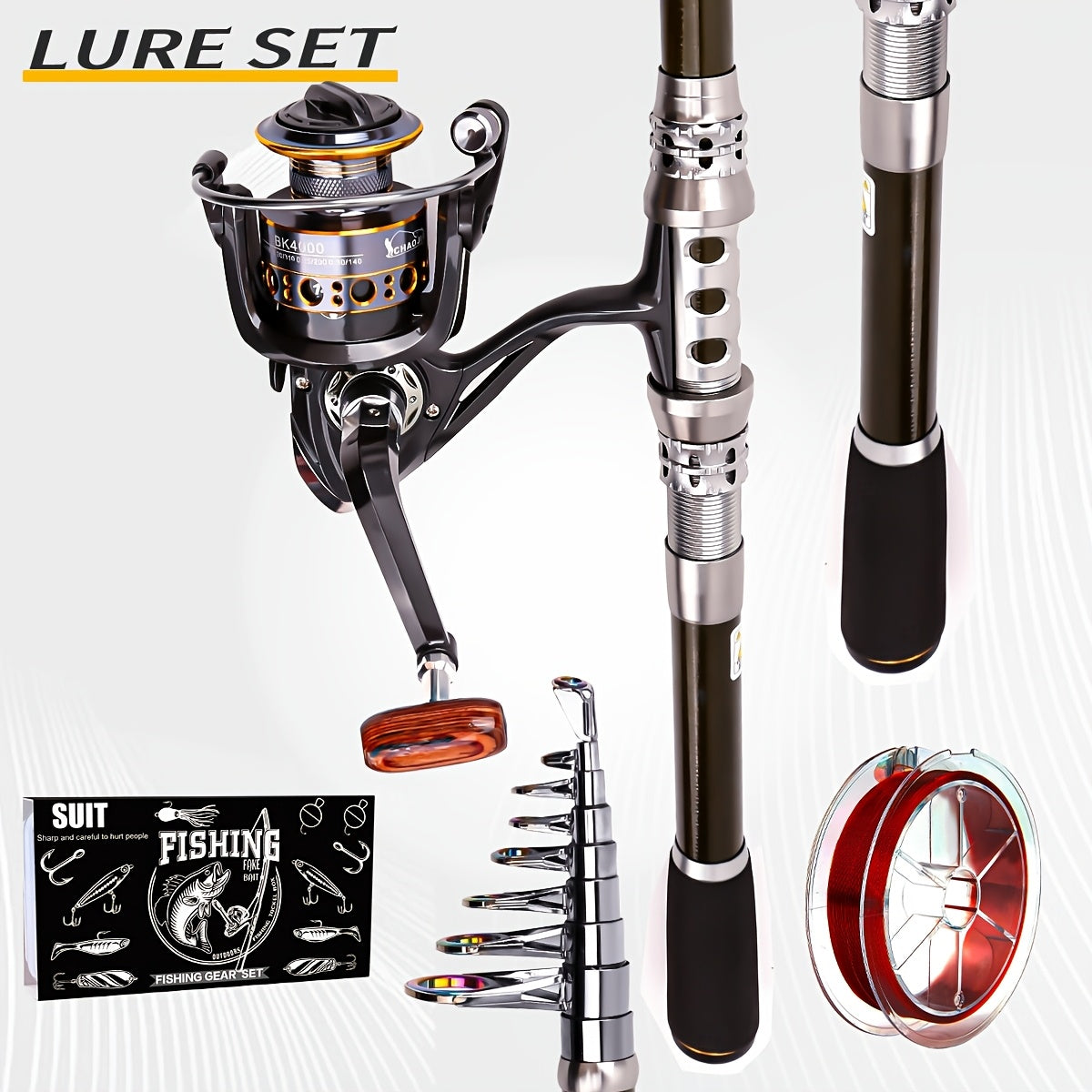 Carbon Fiber Telescopic Fishing Rod and Reel Combo with Spinning Reel - Fast Action Light Power Lightweight Travel-Friendly Freshwater & Saltwater Fishing Kit, Collapsible Design with Carrier Bag, Lures, Hooks, Pliers & Acces