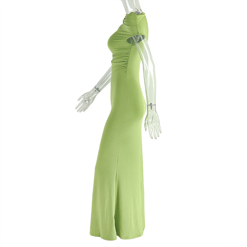 Women's Slim Fit Single Shoulder Dress - Elegant Strapless Diagonal Collar Long Evening Gown Suitable for Weddings, Galas, Proms - Year-Round Formal Dress