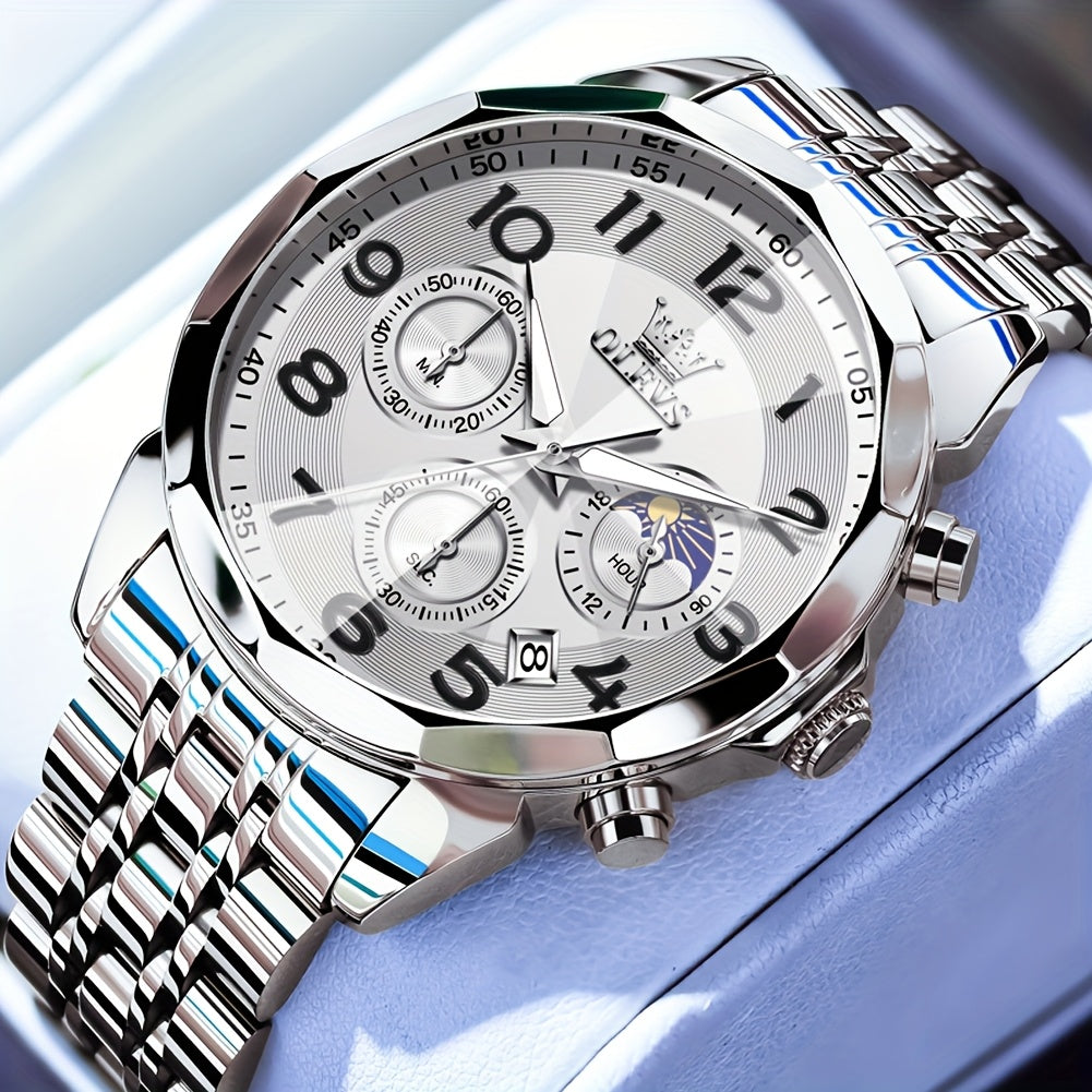 OLEVS Watches For Men Analog Quartz Dress Business Watch Day Date Stainless Steel Classic Casual Luxury Luminous Male Wrist Watches Golden/black/blue/white